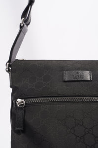 Gucci Mens GG Messenger Crossbody Black Nylon