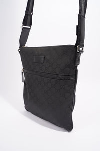 Gucci Mens GG Messenger Crossbody Black Nylon