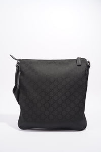 Gucci Mens GG Messenger Crossbody Black Nylon