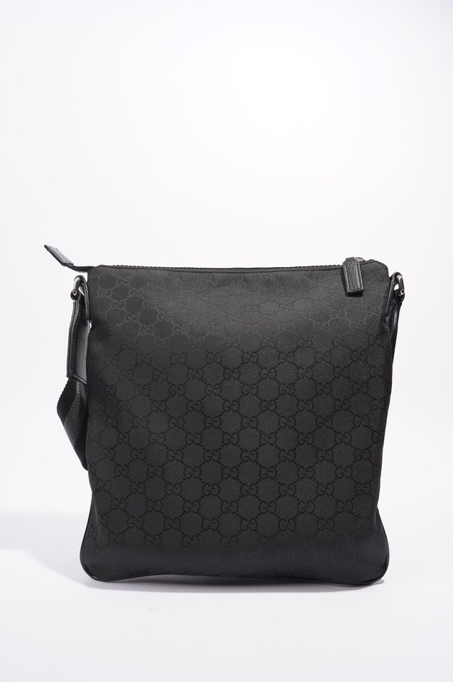 Gucci Mens GG Messenger Crossbody Black Nylon