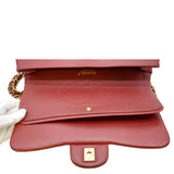 CHANEL Chevron Jumbo Rectangular Flap Quilted Leather Shoulder Bag Red (Repainted)
