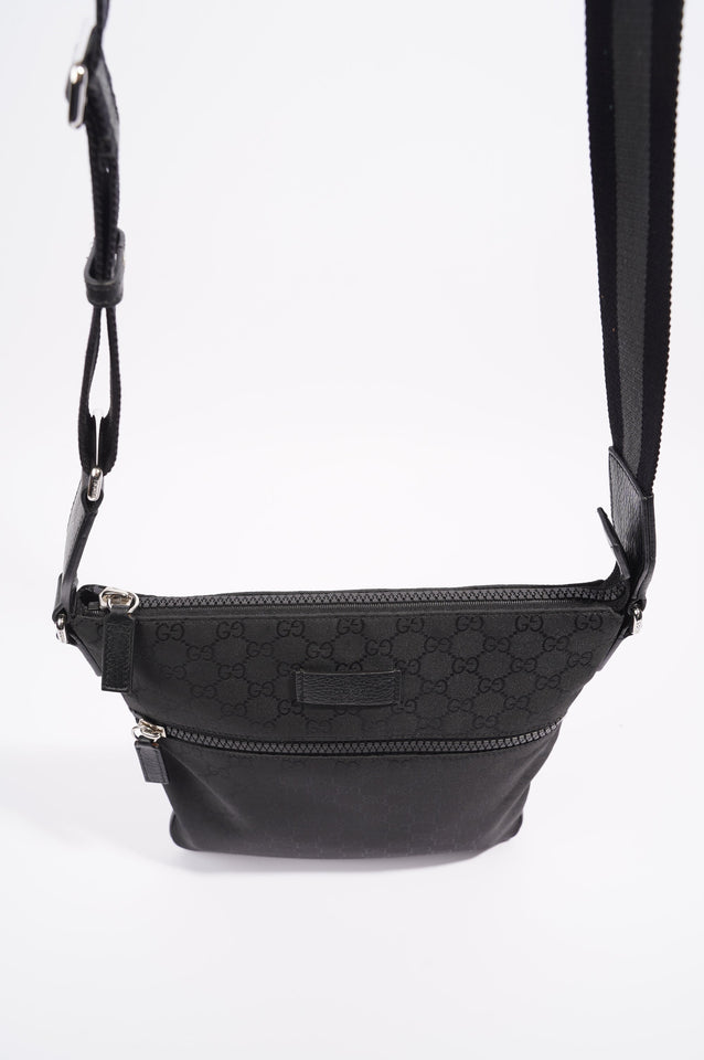Gucci Mens GG Messenger Crossbody Black Nylon