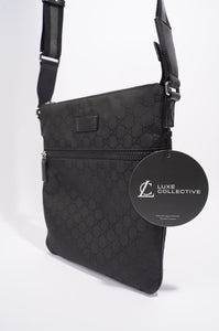 Gucci Mens GG Messenger Crossbody Black Nylon