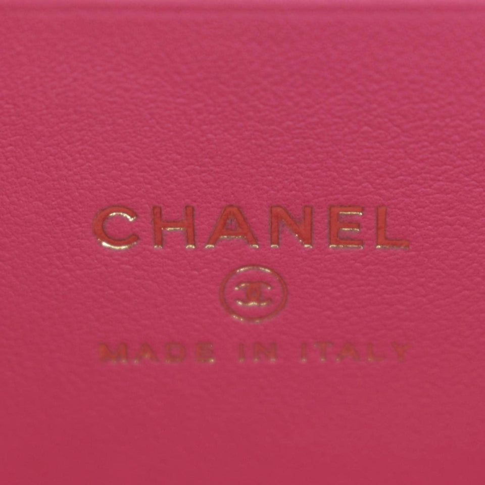 CHANEL Enamel Coco Hearts Small Quilted Leather Crossbody Vanity Case Pink