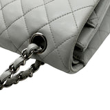 CHANEL Medium Double Flap Calfskin Leather Shoulder Bag White