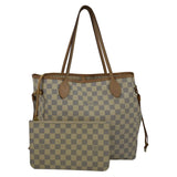 LOUIS VUITTON Neverfull MM Damier Azur Shoulder Bag White