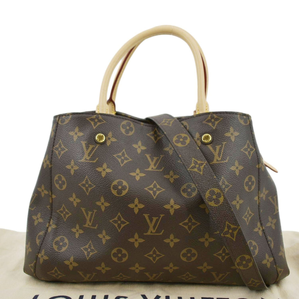 LOUIS VUITTON Montaigne MM Monogram Canvas Shoulder Bag Brown