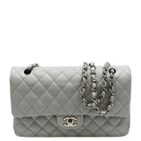 CHANEL Medium Double Flap Calfskin Leather Shoulder Bag White