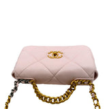 CHANEL 19 Medium Flap Quilted Lambskin Leather Shoulder Bag Light Pink