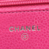 CHANEL WOC Quilted Caviar Leather Crossbody Wallet Pink