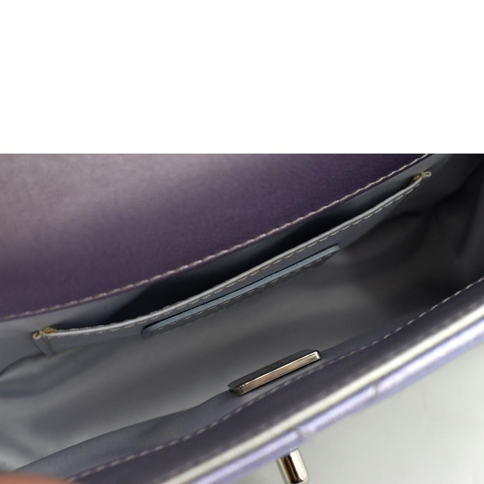 CHANEL Gradient Metallic Quilted Calfskin Leather Clutch Bag Silver