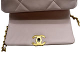 CHANEL 19 Medium Flap Quilted Lambskin Leather Shoulder Bag Light Pink