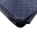 CHANEL Small Straight Lined Shopping Quilted Leather Tote Bag Blue