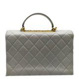CHANEL Trendy Spirit Top Handle Quilted Leather Shoulder Bag Grey