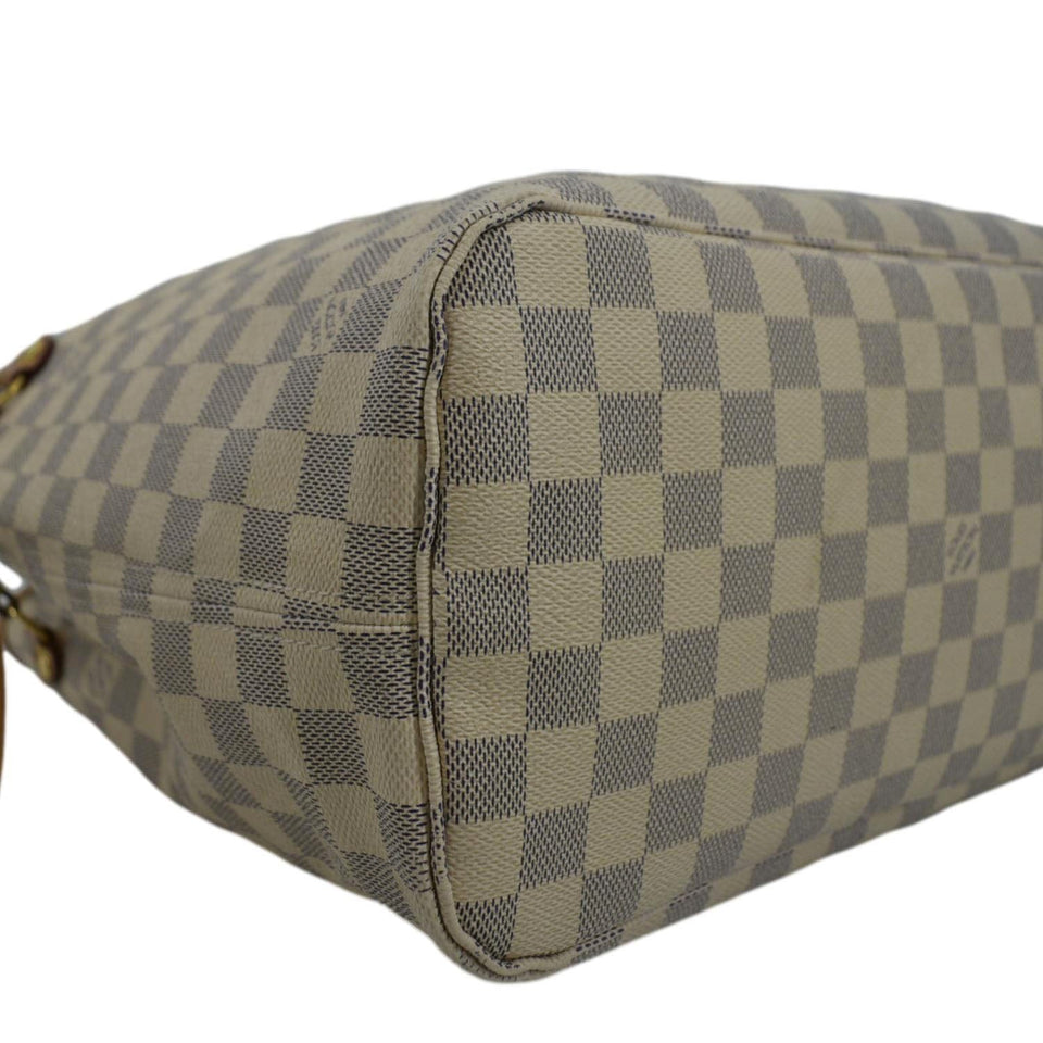 LOUIS VUITTON Neverfull MM Damier Azur Shoulder Bag White