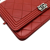CHANEL WOC Quilted Calfskin Leather Crossbody Wallet Red