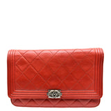 CHANEL WOC Quilted Calfskin Leather Crossbody Wallet Red