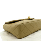 CHANEL Medium Quilted Lambskin Leather Flap Shoulder Bag Beige