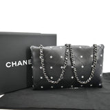CHANEL CC Envelope Printed Lambskin Leather Chain Clutch Bag Black