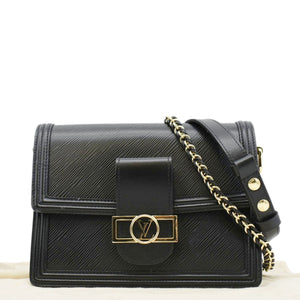 LOUIS VUITTON Dauphine MM Epi Leather Shoulder Bag Black