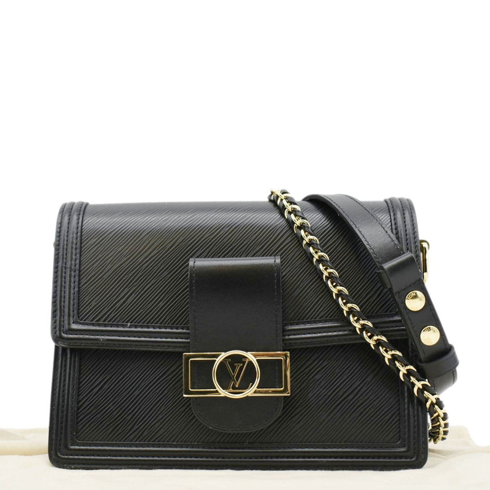 LOUIS VUITTON Dauphine MM Epi Leather Shoulder Bag Black