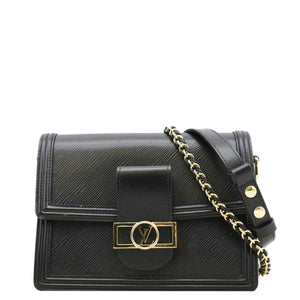 LOUIS VUITTON Dauphine MM Epi Leather Shoulder Bag Black