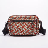 Burberry Womens Crossbody Nylon Bag TB Monogram Orange / Cream