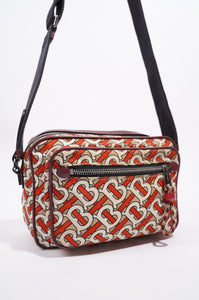 Burberry Womens Crossbody Nylon Bag TB Monogram Orange / Cream