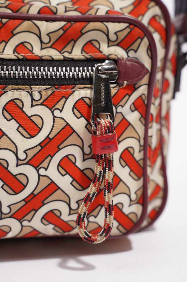 Burberry Womens Crossbody Nylon Bag TB Monogram Orange / Cream
