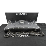 CHANEL CC Envelope Printed Lambskin Leather Chain Clutch Bag Black
