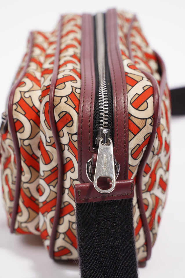Burberry Womens Crossbody Nylon Bag TB Monogram Orange / Cream