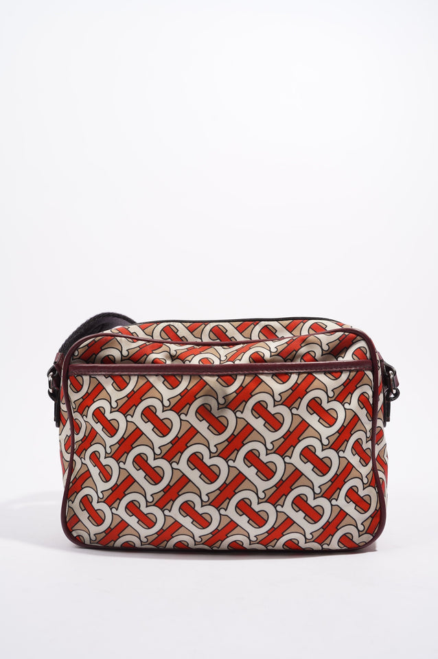 Burberry Womens Crossbody Nylon Bag TB Monogram Orange / Cream