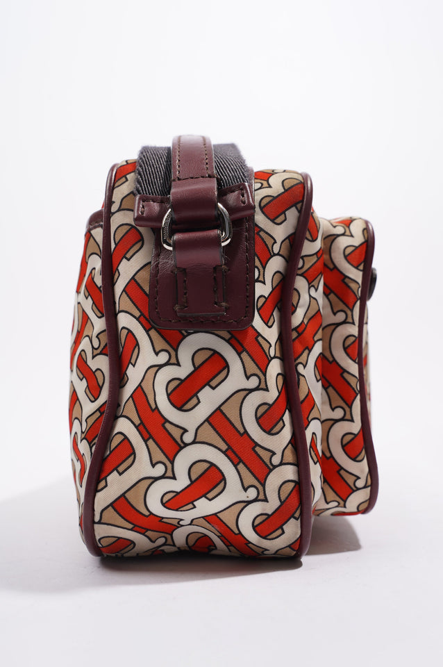Burberry Womens Crossbody Nylon Bag TB Monogram Orange / Cream