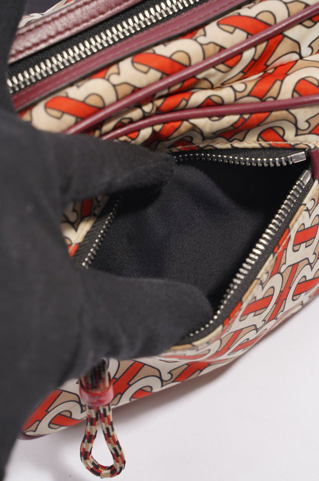 Burberry Womens Crossbody Nylon Bag TB Monogram Orange / Cream