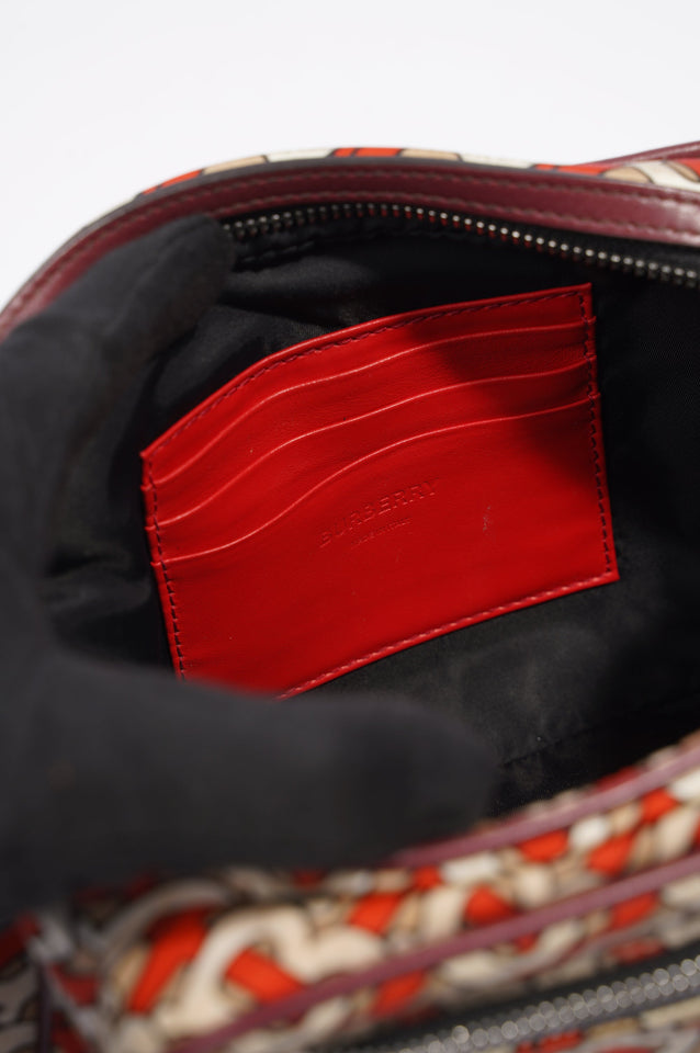 Burberry Womens Crossbody Nylon Bag TB Monogram Orange / Cream