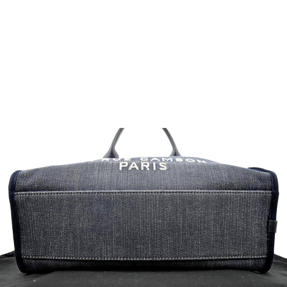 CHANEL Deauville Medium Bowling Denim Shoulder Bag Blue