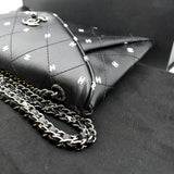 CHANEL CC Envelope Printed Lambskin Leather Chain Clutch Bag Black