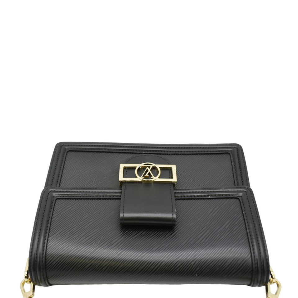 LOUIS VUITTON Dauphine MM Epi Leather Shoulder Bag Black