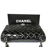 CHANEL Classic Maxi Double Flap Quilted Patent Leather Shoulder Bag Black