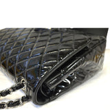 CHANEL Classic Maxi Double Flap Quilted Patent Leather Shoulder Bag Black
