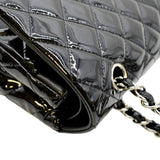 CHANEL Medium Flap Patent Leather Shoulder Bag Black