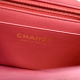 CHANEL Mini Flap Quilted Chevron Leather Crossbody Bag Red