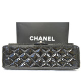 CHANEL Classic Maxi Double Flap Quilted Patent Leather Shoulder Bag Black