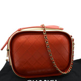CHANEL Crumpled Calfskin Leather Vanity Case Crossbody Bag Red