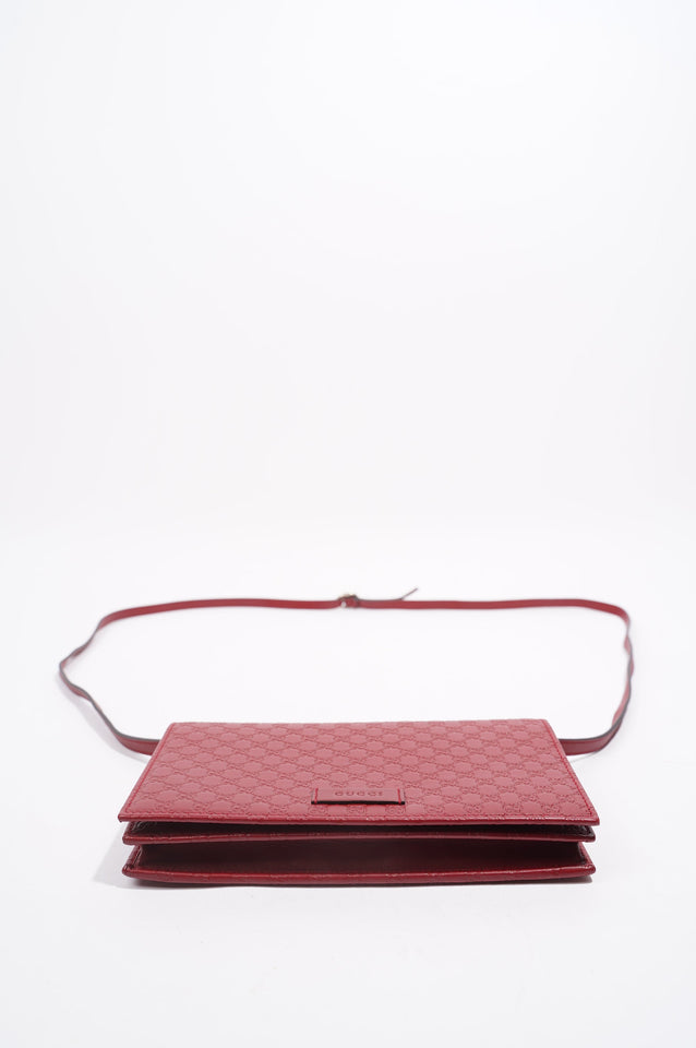 Gucci Womens Micro Guccissima Flap Crossbody Red Leather