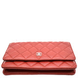 CHANEL WOC Quilted Leather Crossbody Wallet Red