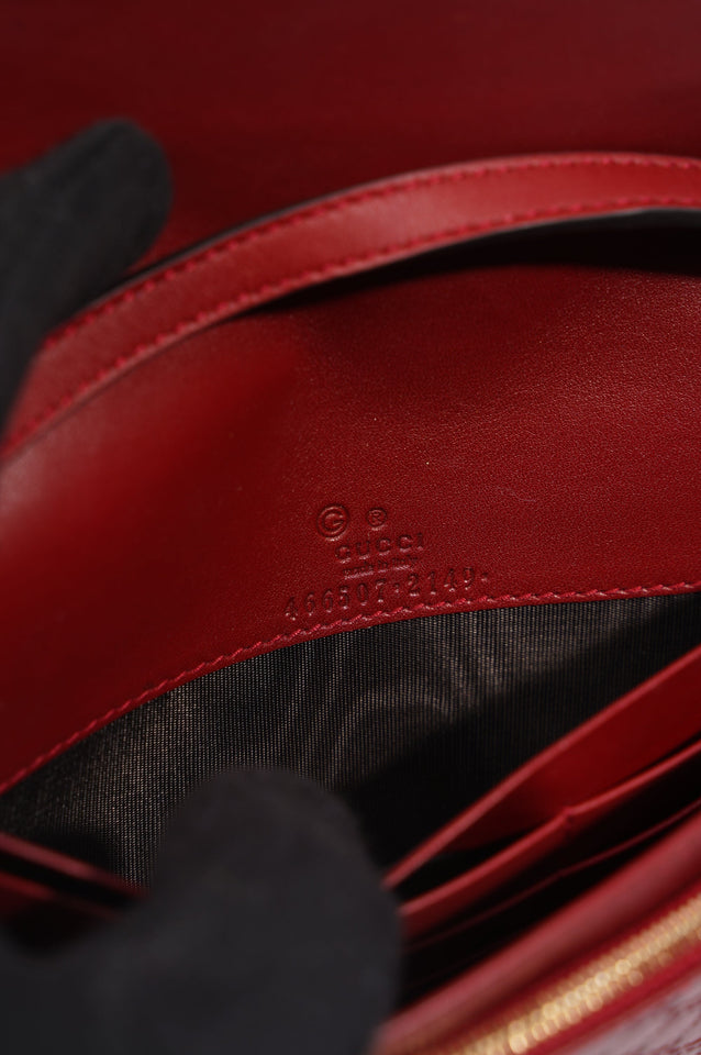 Gucci Womens Micro Guccissima Flap Crossbody Red Leather