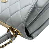 CHANEL Trendy CC Top Handle Flap Quilted Leather Shoulder Bag Light Blue