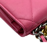 CHANEL19 CC WOC Quilted Leather Wallet On Chain Crossbody Bag Pink