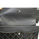 CHANEL Classic Maxi Double Flap Quilted Patent Leather Shoulder Bag Black